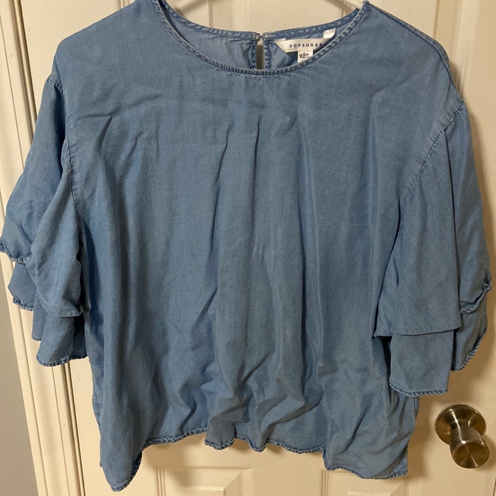 Woman’s XL blouse, Popsugar blue, short sleeve.